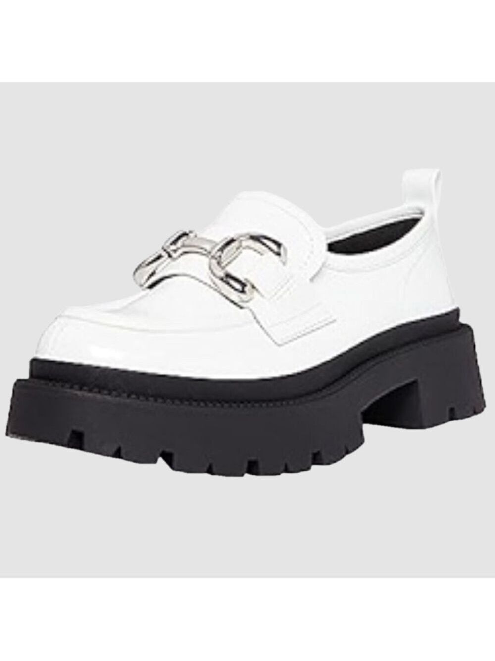 Madden Girl Ashlee Platform Lug-Sole Loafers Sizes 7.5 White Horse Bit Hardware